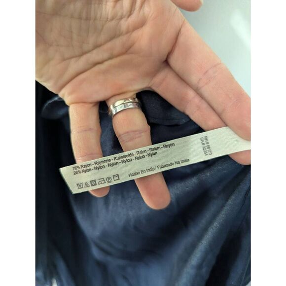 Free People Swipe Right Dress women's size XS‎ navy blue shimmer wrap midi belt - Picture 8 of 11